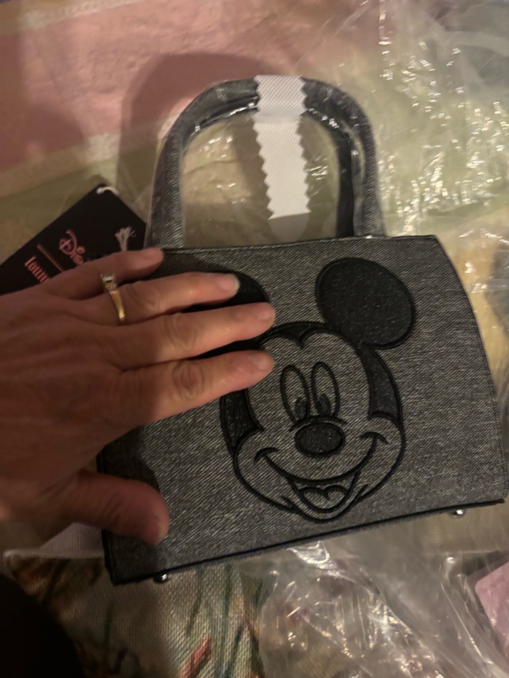 Loungefly Disney Mickey Mouse Gray Denim mini  Crossbody